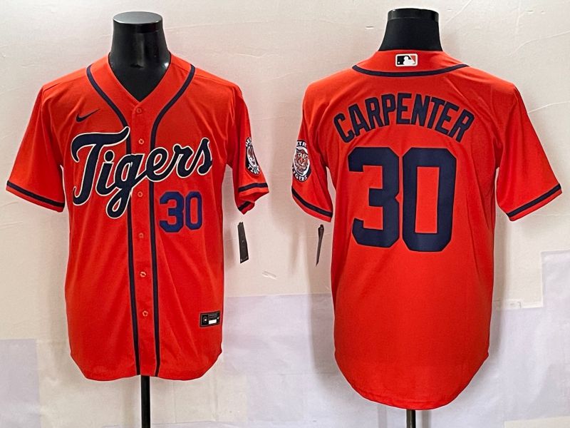 Men 2025 Detroit Tigers 30 Carpenter Orange Game Nike MLB Jersey style 4